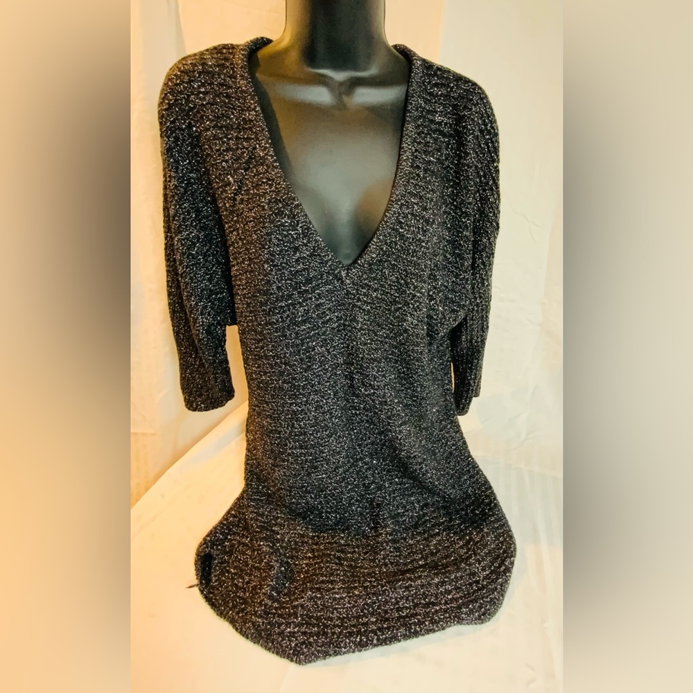 Ladies black glitter tunic sweater